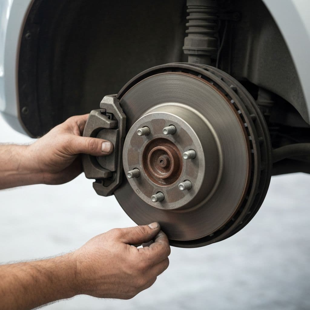 Bremseskive og kaliper på bil