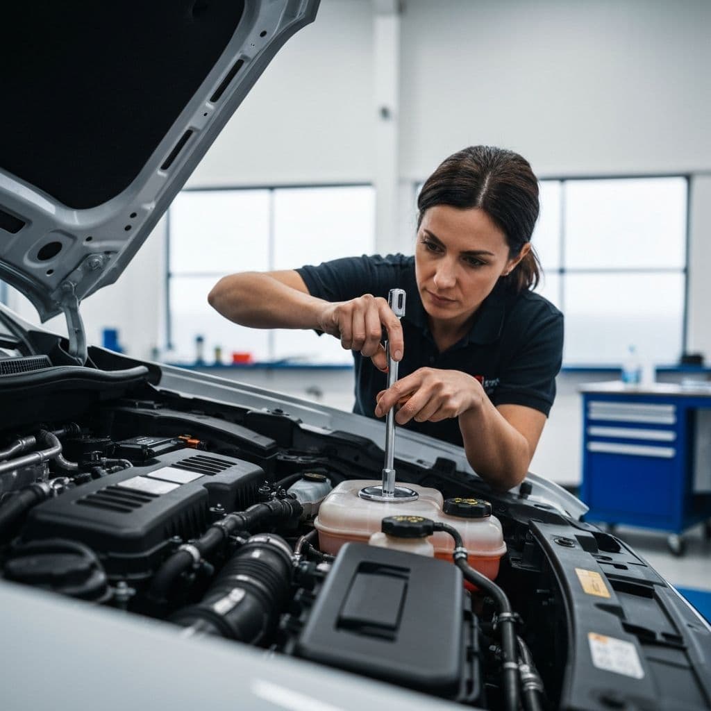 Mekaniker utfører service på bil