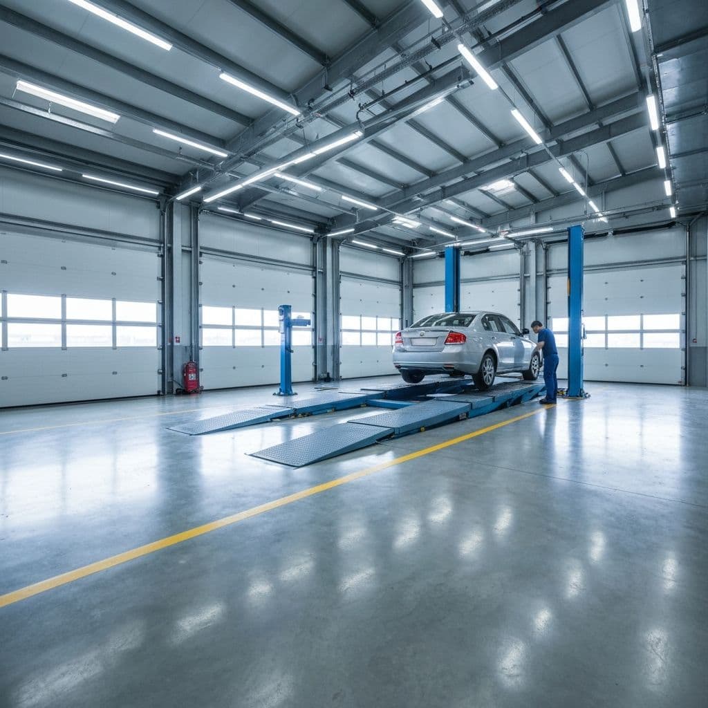 Bil på EU-kontroll rampe