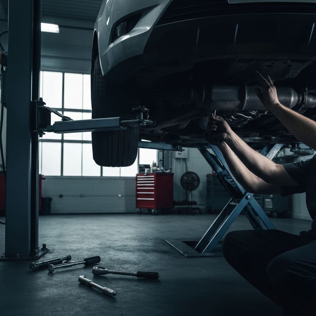 Mekaniker jobber i profesjonelt bilverksted